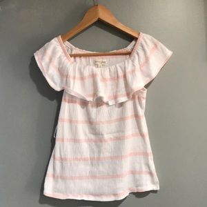 White top with baby pink stripes